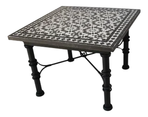 Moroccan Fez Black and White Tile Design Mosaic Table