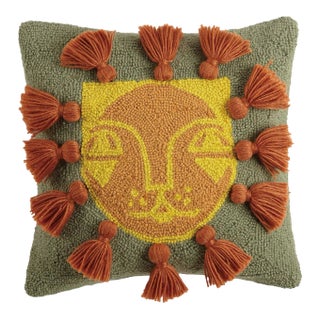Leo with Tassels Hook Pillow, 16" x 16" For Sale