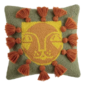 Leo with Tassels Hook Pillow, 16" x 16"