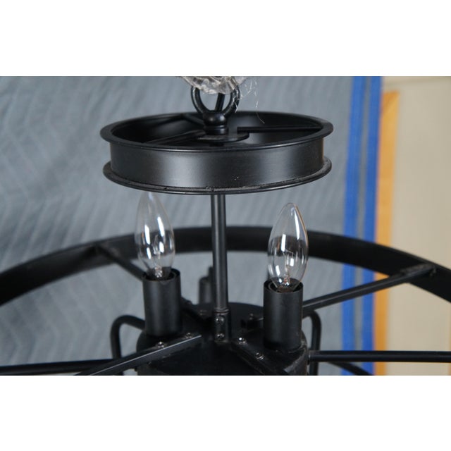 Modern Black Iron Spanish Tuscan Farmhouse Style 11 Light Chandelier For Sale - Image 4 of 12