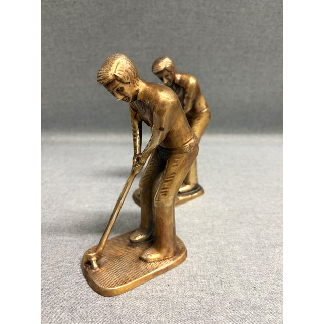 Vintage Brass Golf Player Bookends - A Pair For Sale In Raleigh - Image 6 of 9