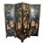 Vintage Chinese Black Lacquer & Soapstone Inlay 4-Panel Folding Screen For Sale