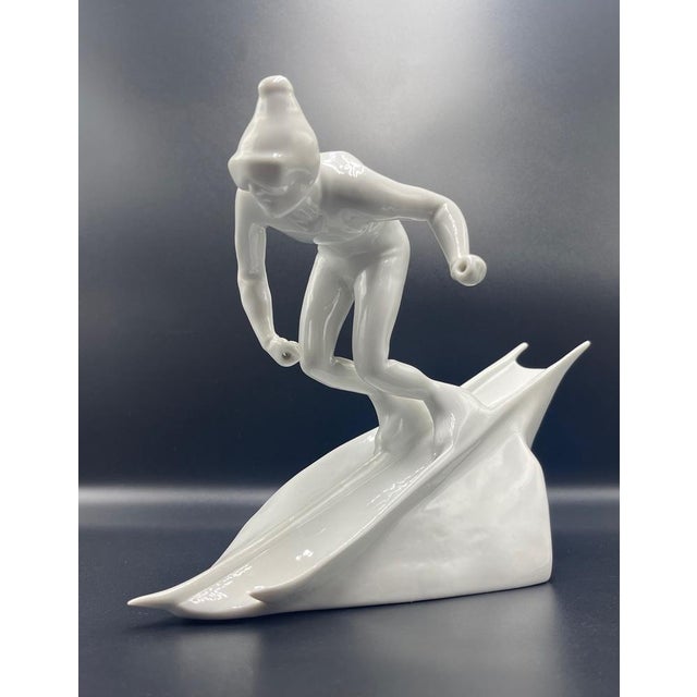 Vintage Slalom Skier Figure in Porcelain from Royal Dux, 1950s For Sale - Image 9 of 14