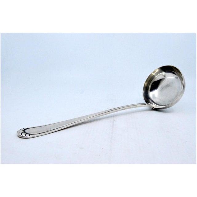 Silver Soup Ladle with Grooves For Sale - Image 4 of 7
