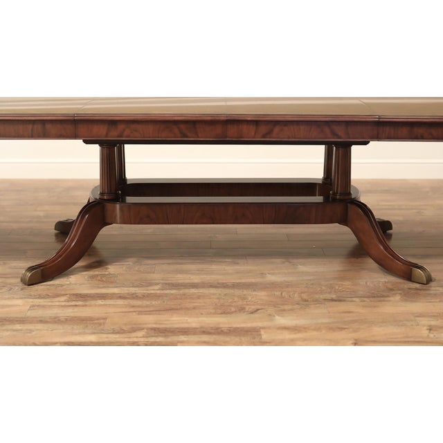Brown Extending Dining Table Seats 10-14 People Walnut Finished Dining Table With Hyedua Crown Veneer by Theodore Alexander & Stephen Church For Sale - Image 8 of 15