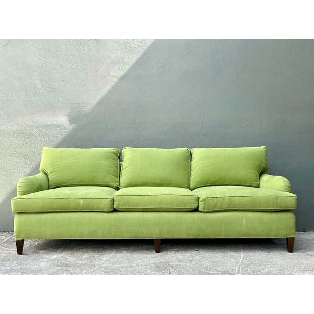 Vintage Baker Chartreuse Roll Arm Sofa For Sale - Image 9 of 12