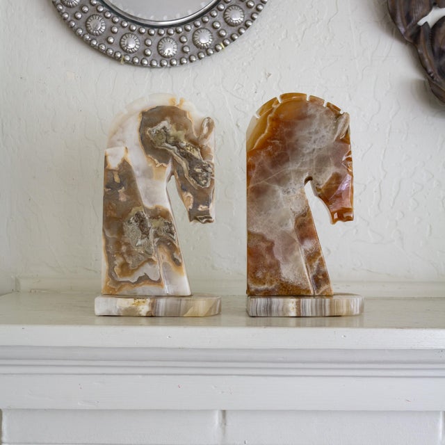 1960s Set of Art Deco Style Trojan Horse Onyx Bookends For Sale - Image 5 of 15