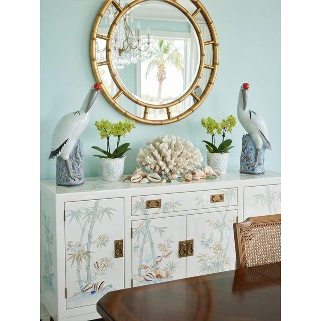 White Pair of Vintage Italian Majolica Glazed Ceramic Stork / Heron Sculptures For Sale - Image 8 of 12