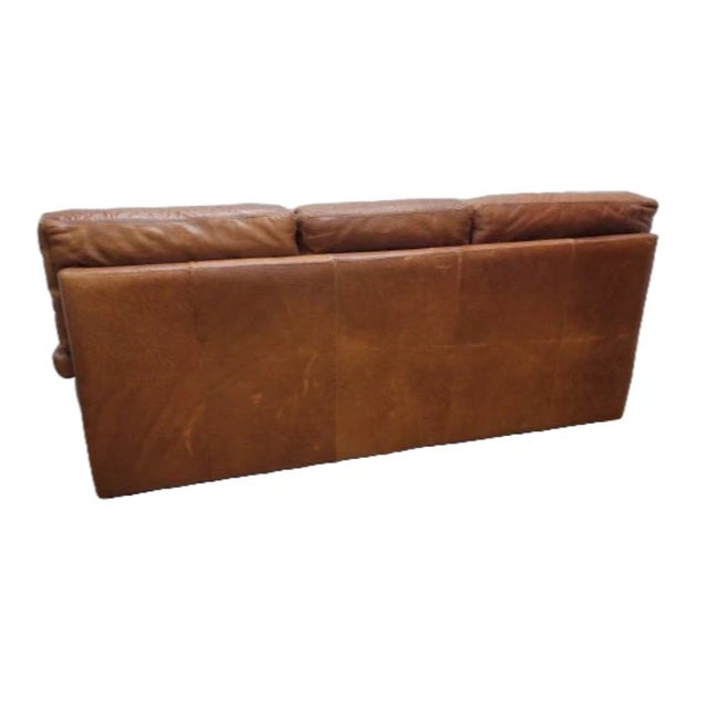 Mid-Century Modern Vintage Italian Distressed Leather Sofa For Sale - Image 3 of 7