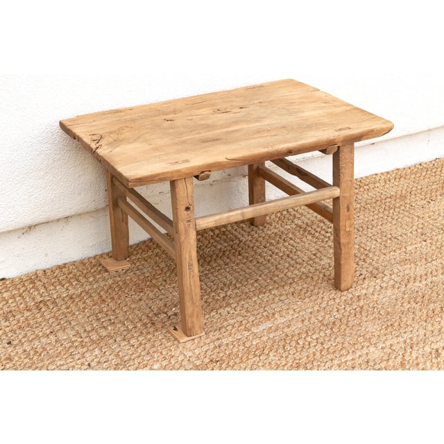 Rustic Antique Rustic Stretcher Base End Table For Sale - Image 3 of 10