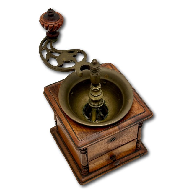Beautifully & Completely Hand Made Antique Mahogany & Brass Coffee Grinder - Circa Early 19th Century For Sale - Image 4 of 18