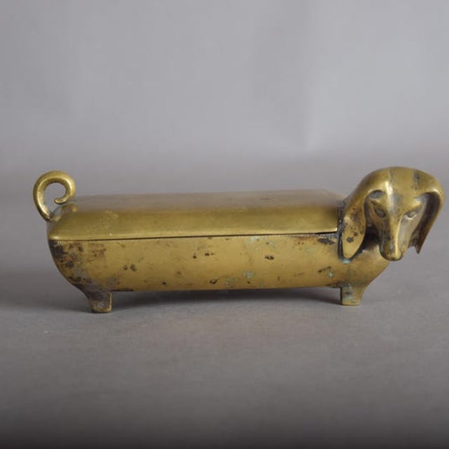 Metal Vintage Brass Dachshund Trinket Box, 1950s For Sale - Image 7 of 13