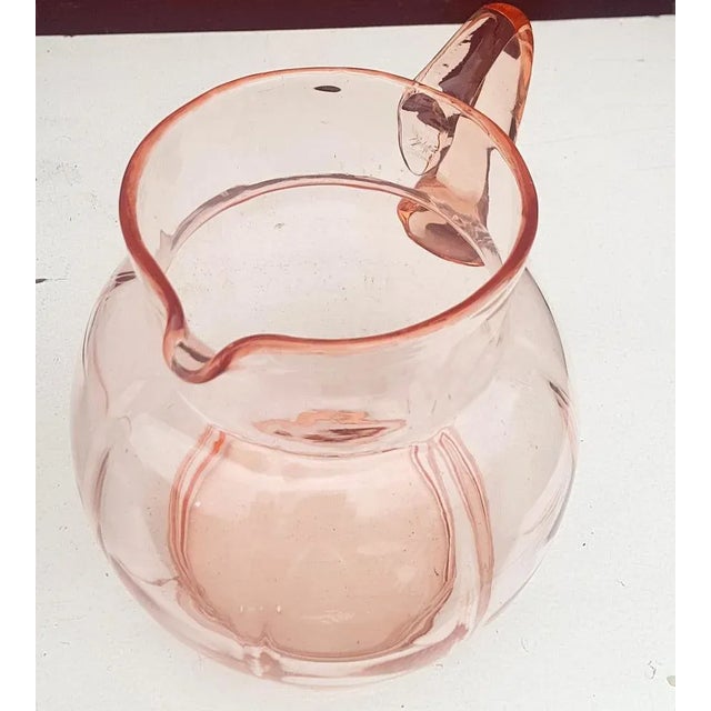 Art Deco Rosaline Glass Pitcher, 1920s, in Very Good conditions. Designed 1920 to 1949