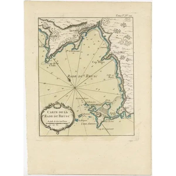 Antique map titled 'Carte de la rade du Brusc'. Original map of the bay of Brusc, France. This map originates from 'Le...