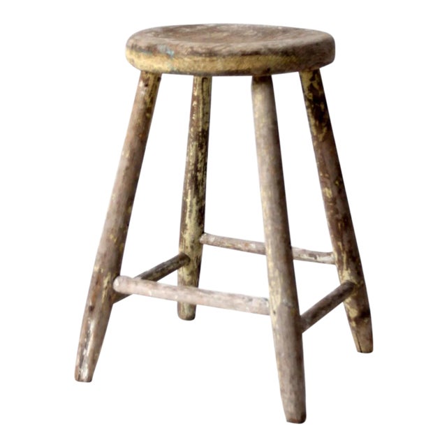 Antique Wooden Farmstool For Sale