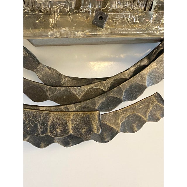 Brutalist Aplique in Wrought Iron and Glass, 1960s For Sale - Image 11 of 12