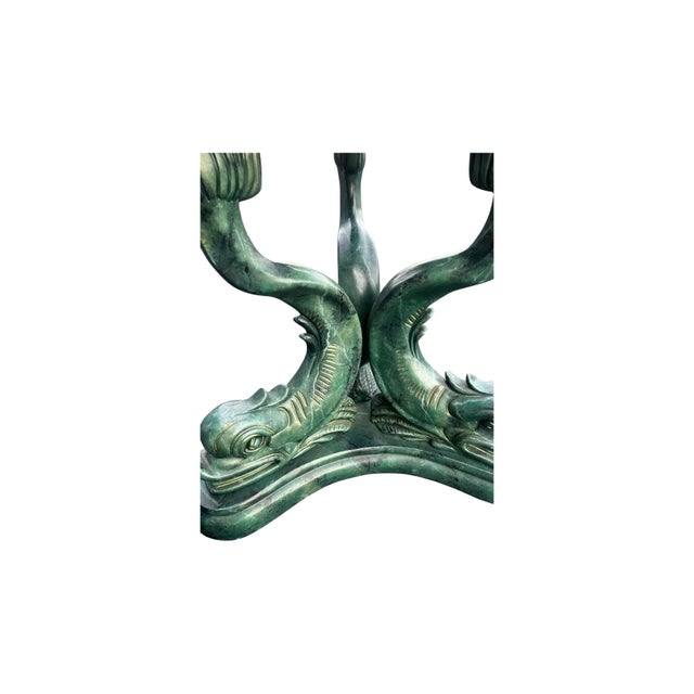 Sculpture Materials Ballard Designs Attributed Koi Fish Neoclassical Pedestal Dining Side Table For Sale - Image 7 of 10