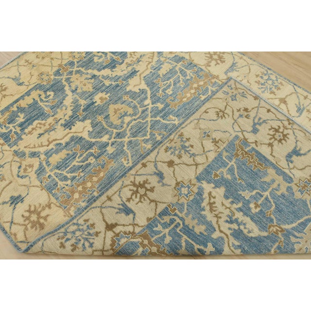 Oushak Rug 5’11” X 8’11” Blue Wool Traditional Hand-Knotted Oriental Carpet For Sale - Image 13 of 14