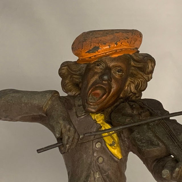 After Francois George (1807-1873) Bronzed & Cold Painted Spelter Musician Caricature Figural Candlesticks for your...