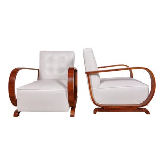 Italian Walnut Club Chairs - A Pair For Sale