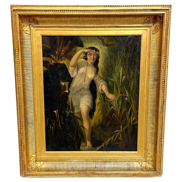 Green 19th-Century Romantic Continental School Painting, Undine / Ondine (Water Nymph) For Sale - Image 8 of 18