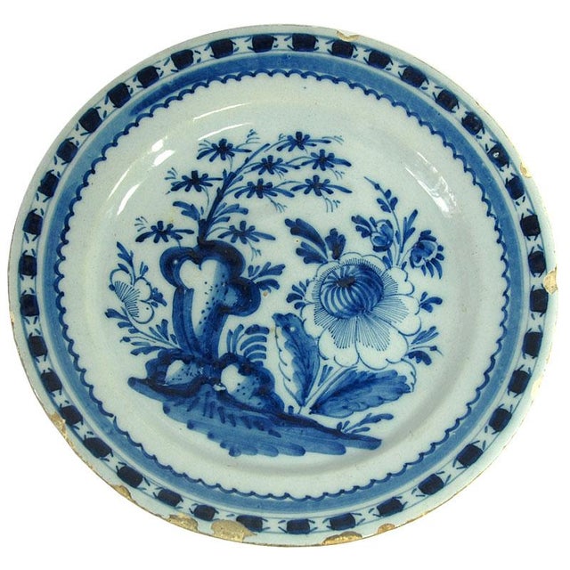 Large Dutch Delftware Blue and White Plate, 1700s For Sale - Image 10 of 10