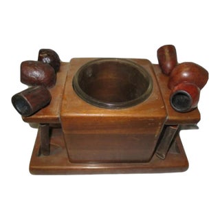 Vintage McDonald Products Corp. Tabacco Pipe Rack With Center Glass Container For Sale