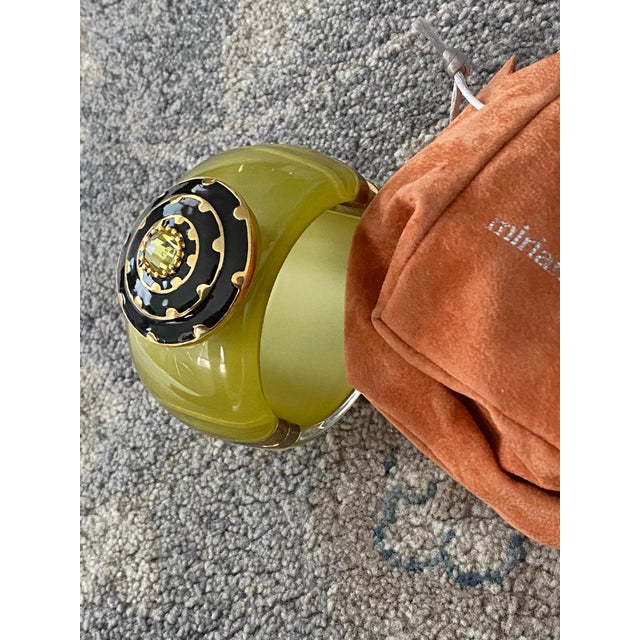 Miriam Salat Translucent and Frosted Vintage Golden Resin Cuff With Topaz For Sale - Image 16 of 18