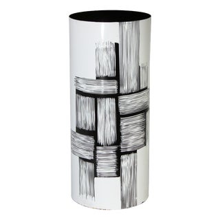 Mid-Century Italian Black and White Enameled Copper Umbrella Stand, 1960s For Sale