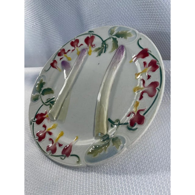 Keller & Guérin Antique French Faience Saint Clement Asparagus Plate For Sale - Image 4 of 12