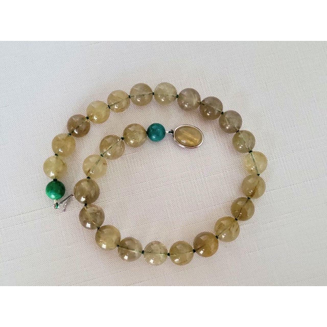Rutilated Quartz & Turquoise Beaded Necklace by Noblesse Oblige Studio, 18" For Sale - Image 12 of 13