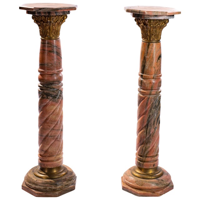Mid 19th Century Pink Marble Pedestals - a Pair For Sale - Image 10 of 10