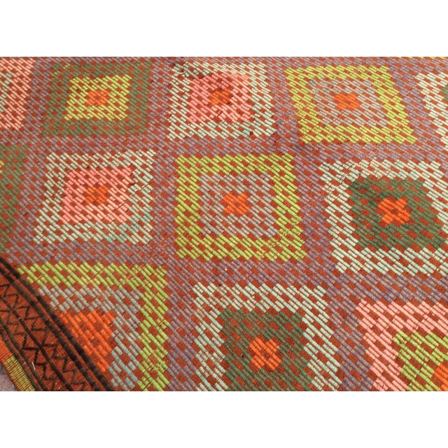 1960s Embroidered Turkish Kilim Rug - 114" X 77" For Sale - Image 5 of 11