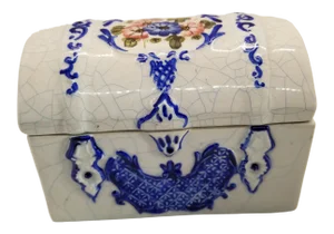 Vintage Blue Delft Ceramic Trinket Box
