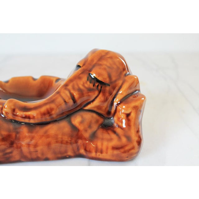Mid-Century Modern Vintage Ceramic Elephant Ashtray or Trinket Dish For Sale - Image 3 of 9