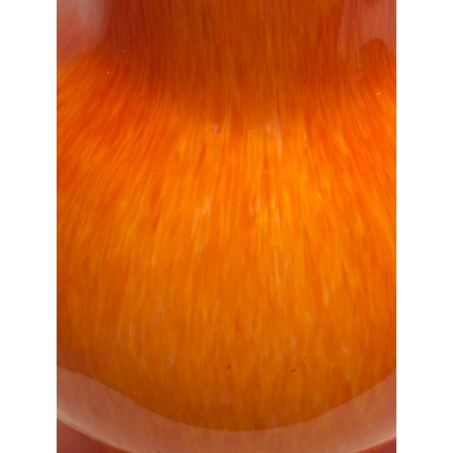 Late 20th Century Modern Global Views Tangerine “ Macchia” Mottled Art Glass Triple Gourd Totem Vase by Turtle and Crane - Palm Beach Regency Style For Sale - Image 9 of 11