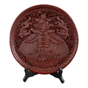Chinese Cinnabar Shou Plate