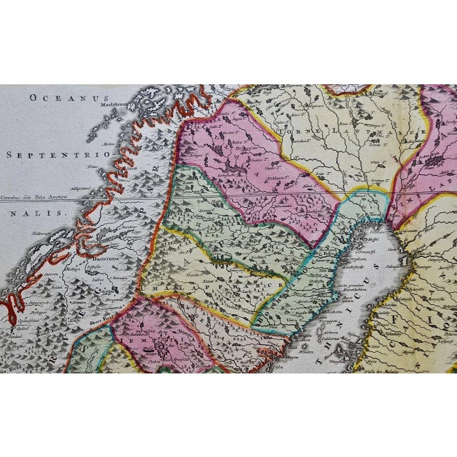 Sweden and Adjacent Portions of Scandinavia: A Hand-Colored 18th C. Homann Map, 1710 For Sale In San Francisco - Image 6 of 7