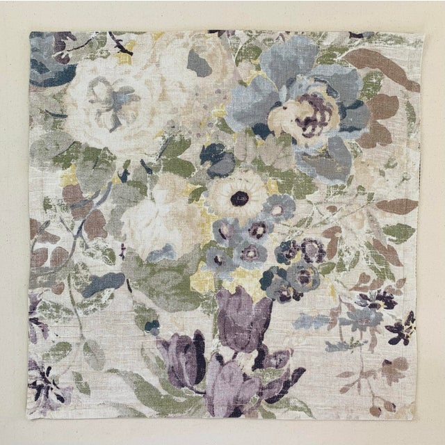 Shabby Chic Designer P Kaufmann Braemore Green Gray Lilac Purple "Lisette" Floral Bouquet Linen Pillow Covers- 3 Pc Set For Sale - Image 3 of 7