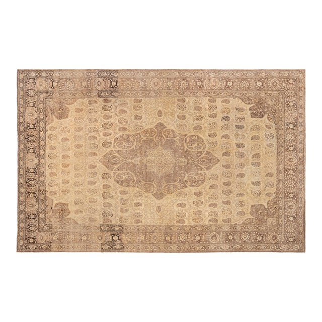 Authentic 19th Century Persian Tabriz Handmade Wool Rug For Sale