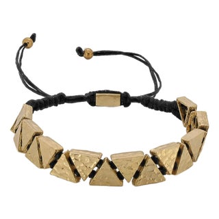 Black Woven Gold Triangle Bracelet For Sale