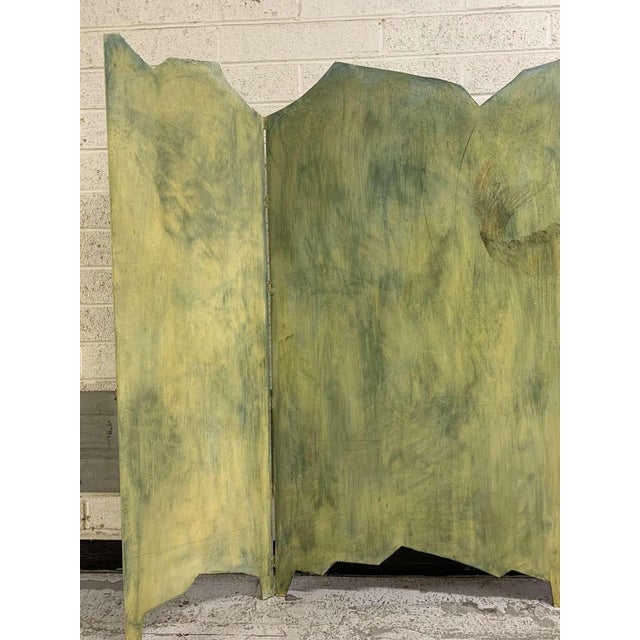 Three Fold Asymmetrical Painted Screen For Sale - Image 11 of 14