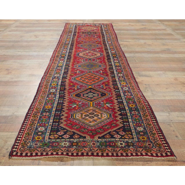 Textile Mid 20th Century Vintage Persian Shiraz Hallway Rug, 02'06 X 11'02 For Sale - Image 7 of 9