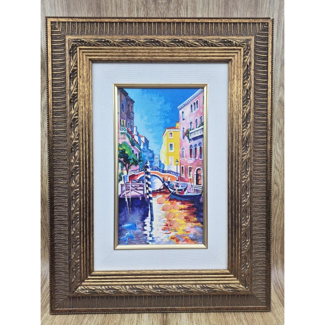 Early 20th Century Early 20th Century Alex Pauker - Venice Boaters by the Bridge Park West - Signed Embellished Serigraph For Sale - Image 5 of 8