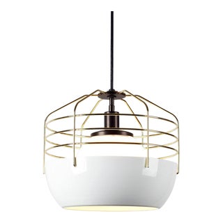 Roll and Hill Modern Gold and White Pendant Lights For Sale