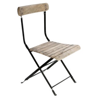 Folding Chair in Wood and Metal For Sale