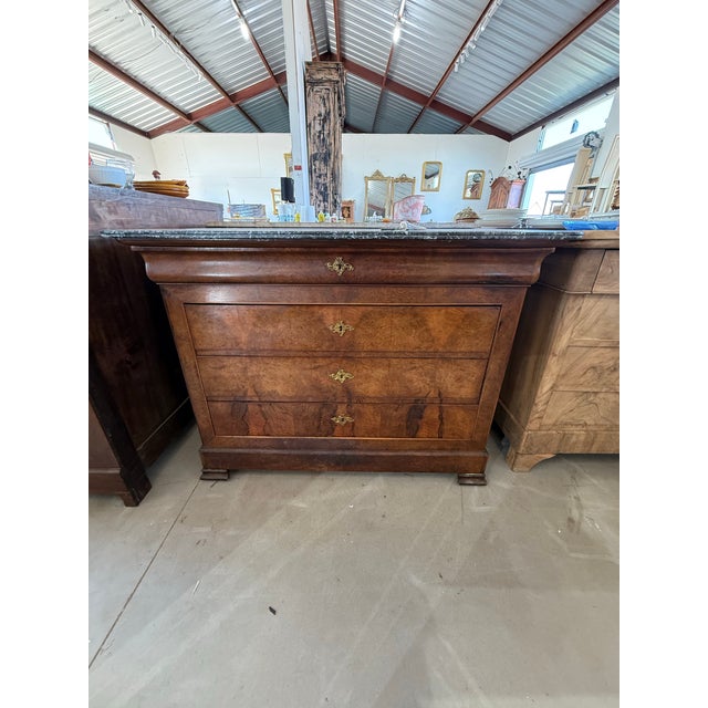 Sienna 19th Century Louis Philippe Burl Walnut Marble Top Chest of Drawer / Commodes For Sale - Image 8 of 12