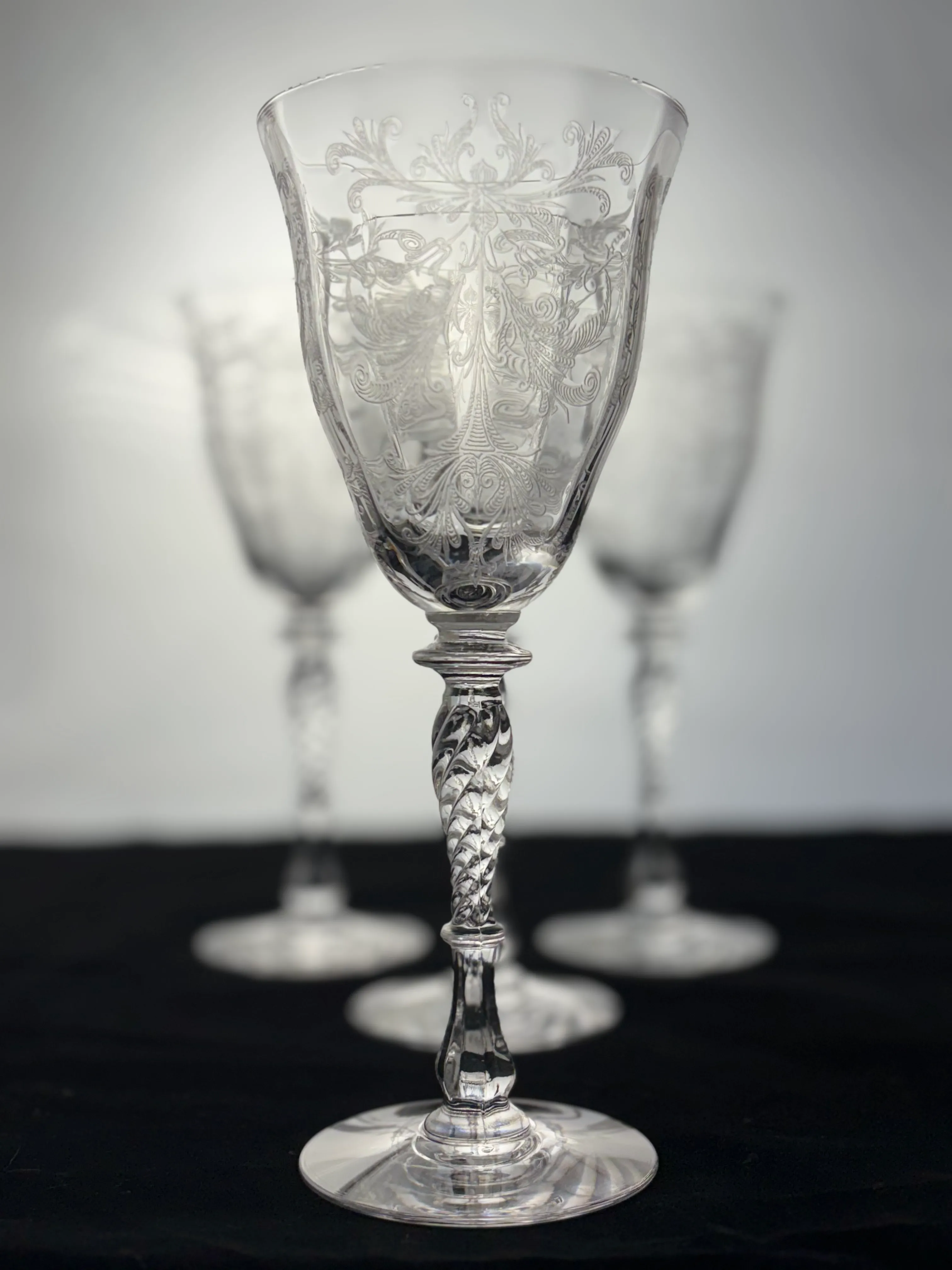 1930's Vintage Tiffin Franciscan Byzantine Crystal Goblets- Set of