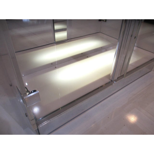 Silver Charles Hollis Jones Lucite / Glass Cabinet For Sale - Image 8 of 13