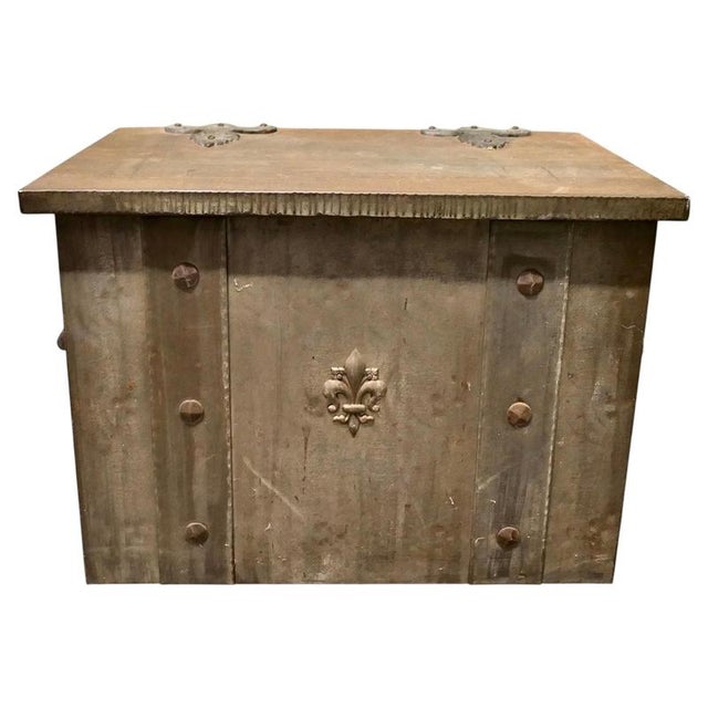 Cream Antique Industrial Chest in Steel, 1890 For Sale - Image 8 of 8